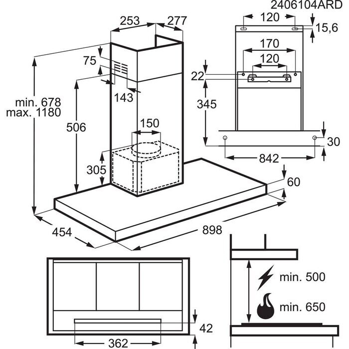 aeg-campana-gb67d91hl-decorativa-90-cm-hob2hood-inoxpanel-cristal-negro-730-mh-31-intensiva-funcion-brisa-led-clase-a