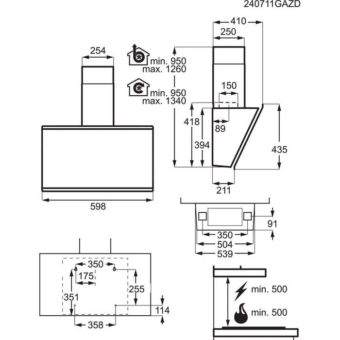 aeg-campana-gv77d61sb-serie-7000-silencetech-60-cm-negra-760-mh-32-velocidades-breeze-hob2hood-clase-a