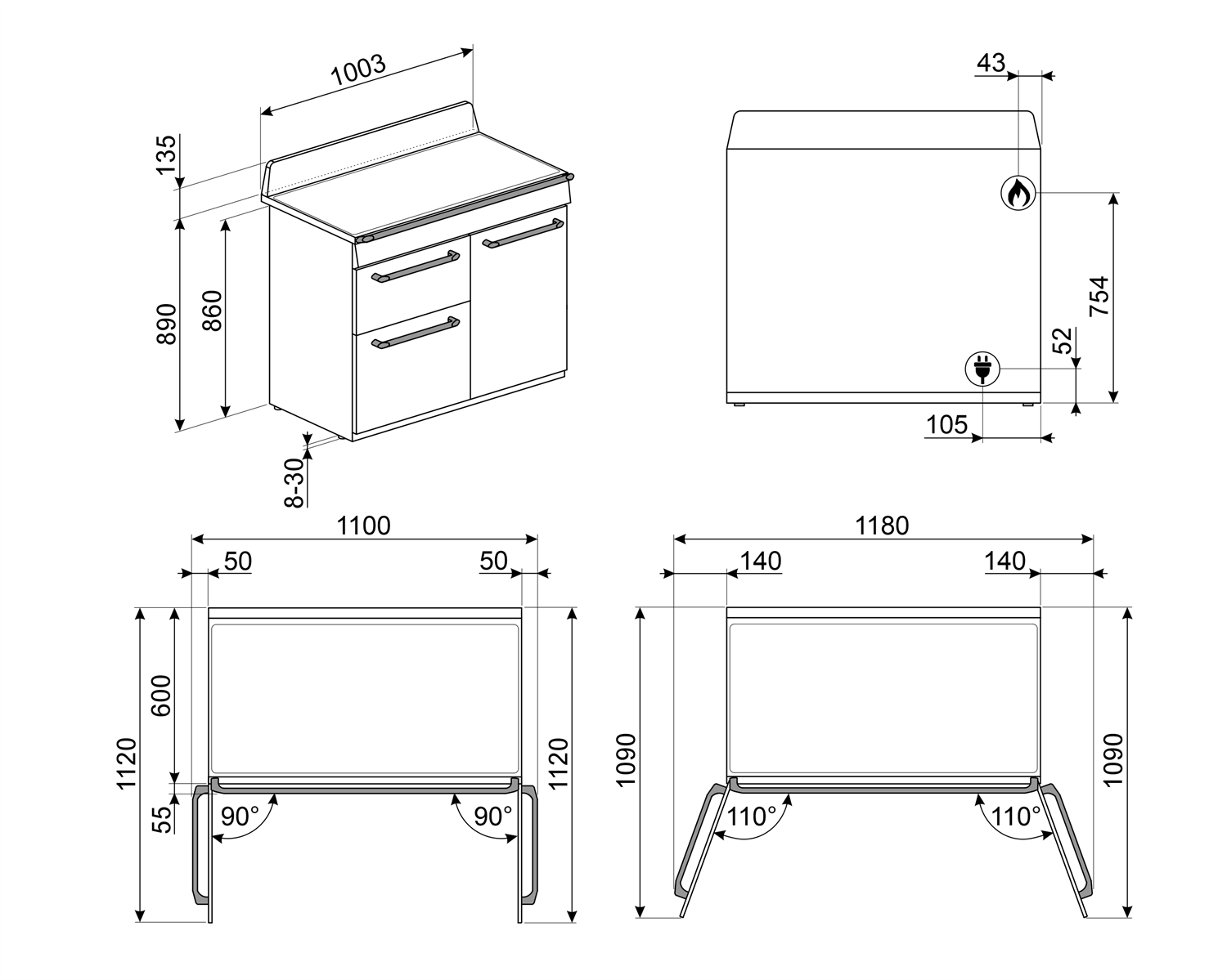 Smeg Cocina TR103P Victoria 3 Hornos 100cm Crema Gas 6 Fuegos Termoventilado Clase A - Imagen 7