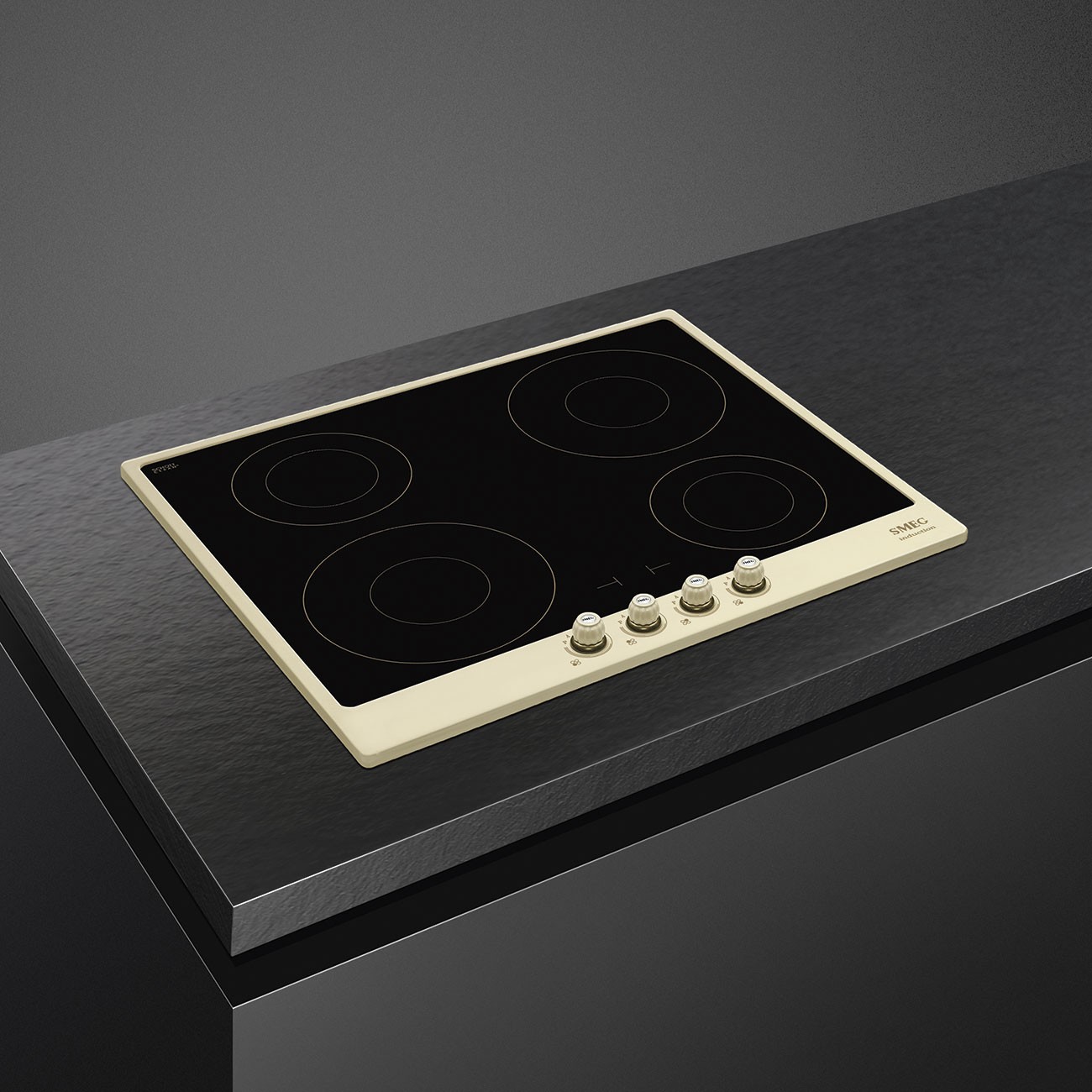 Smeg Encimera de inducción SI764POM Cortina Crema 60 cm 4 zonas Mandos Bronce Antiguo Booster - Imagen 2