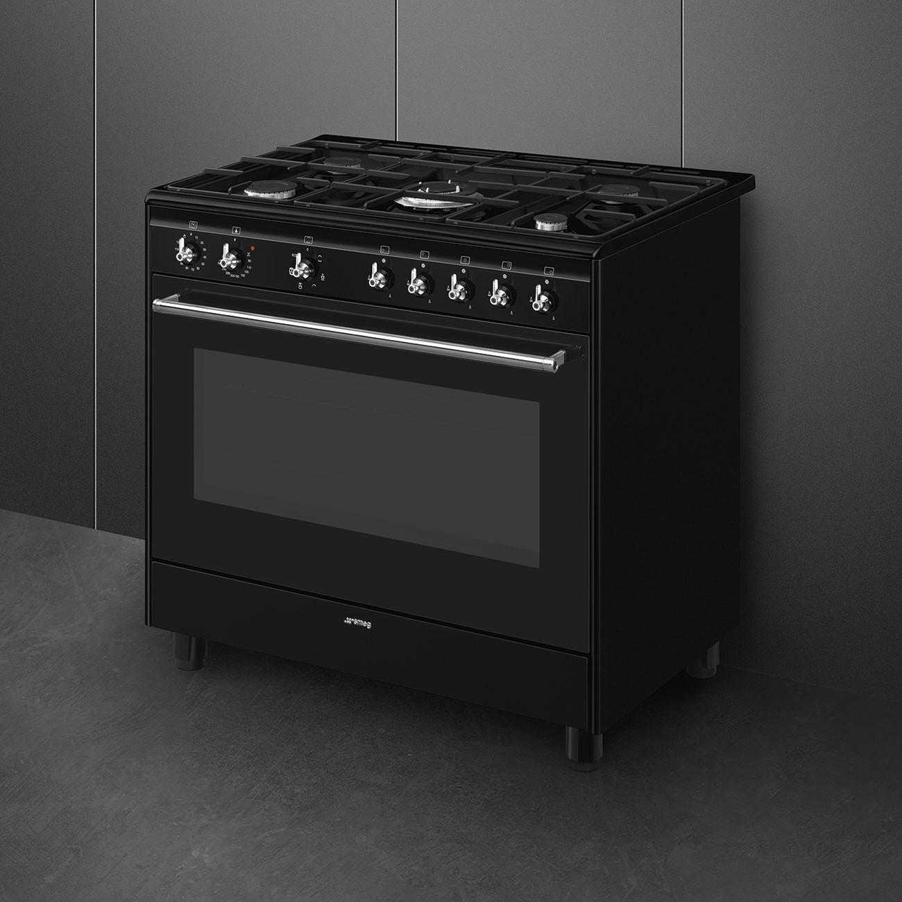 Smeg Cocina CX91GMBL Gas 5 Zonas Eléctrico 90cm Negro Clase A - Imagen 4