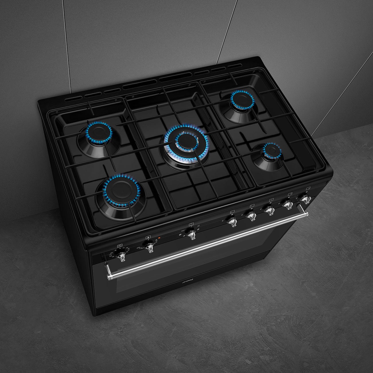 Smeg Cocina CX91GMBL Gas 5 Zonas Eléctrico 90cm Negro Clase A - Imagen 6
