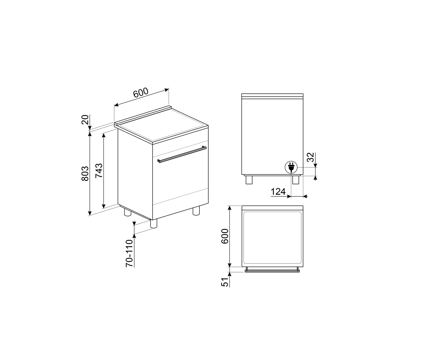 Smeg Cocina C6IPXM2 Inducción Inox 60cm 70L Multifuncion 10 Programas Clase A - Imagen 7