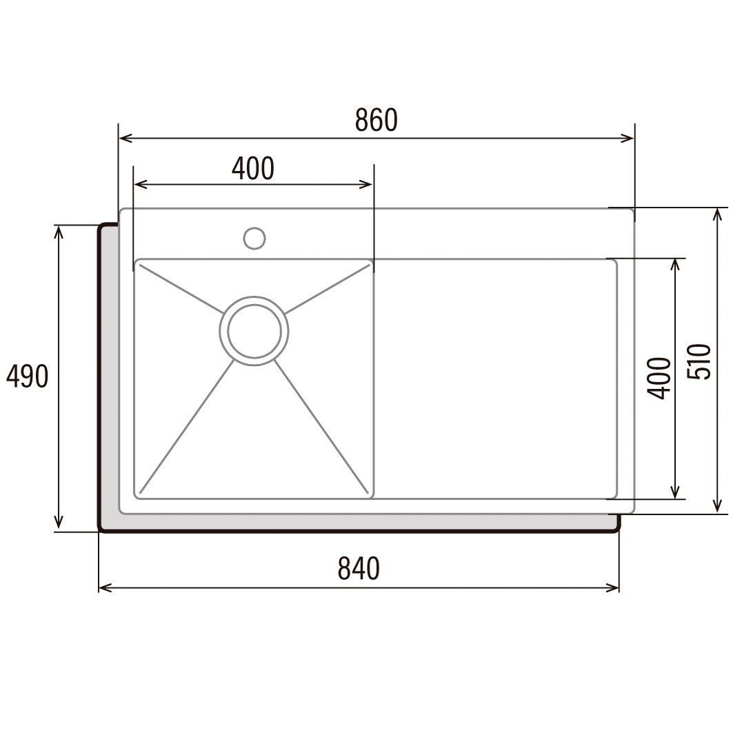 Cata Fregadero CDC 75 40 SBK Sobre Encimera 1 Cuenco Cuadrado Negro 75x45cm - Imagen 2
