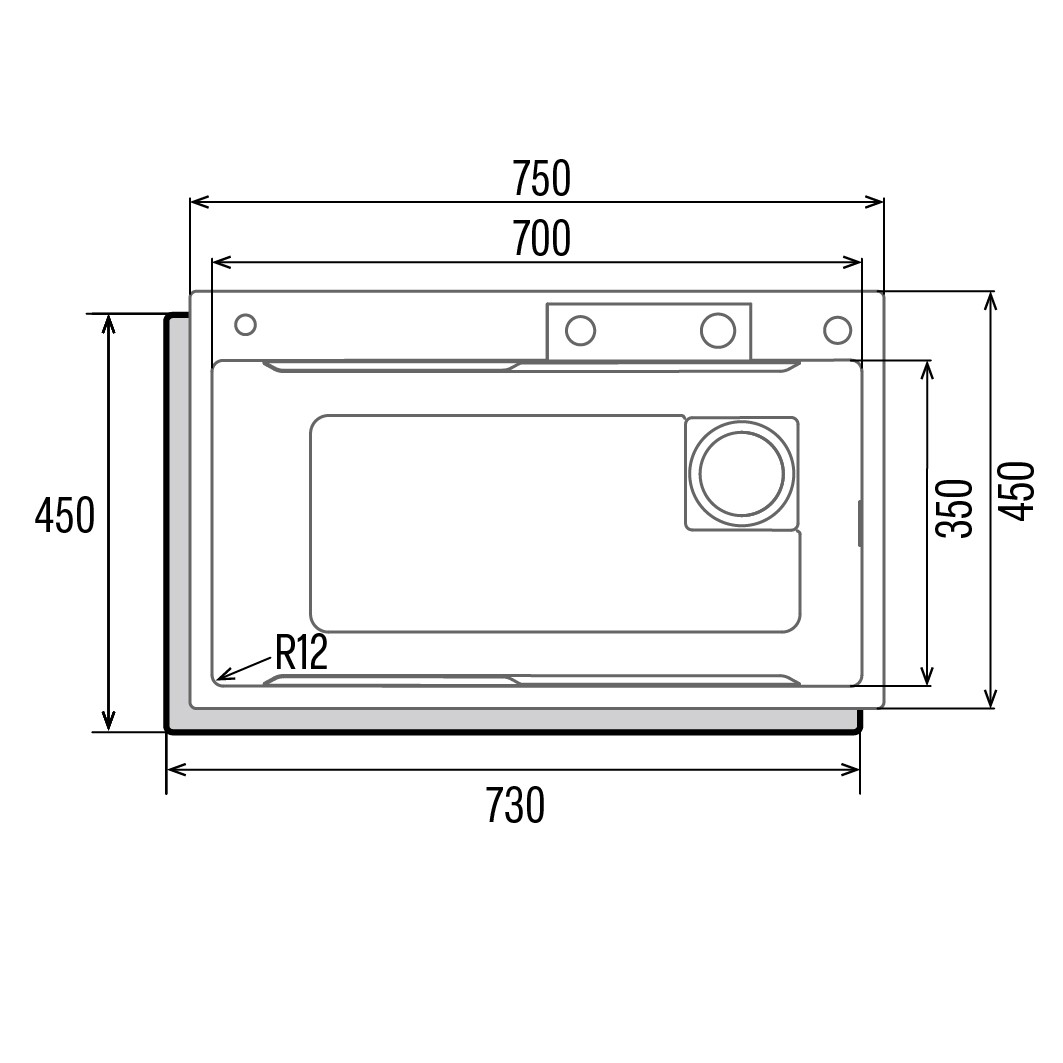 Cata Fregadero Sobre Encimera CDC 75 40 SBK 1 Cuenco Inox 75x45 cm Negro - Imagen 2