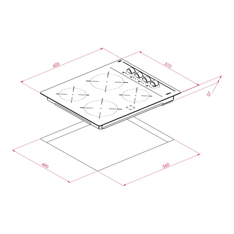 Teka Placa Vitrocerámica TBC 64000 XFL 60cm 4 Zonas Mandos Laterales Negra - Imagen 4