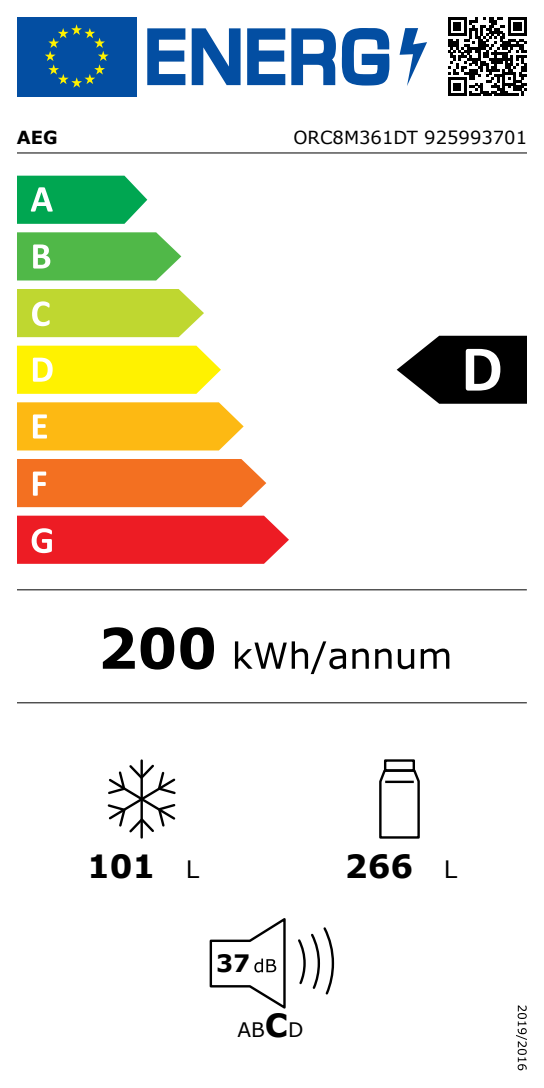 AEG Frigorífico Combi ORC8M361DT Blanco 272L No Frost 186cm Clase E - Imagen 4