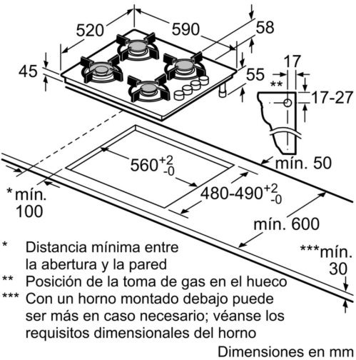 BALAY ENC. CRISTAL GAS 3ETG-464MB 4 FOCS - Imagen 2