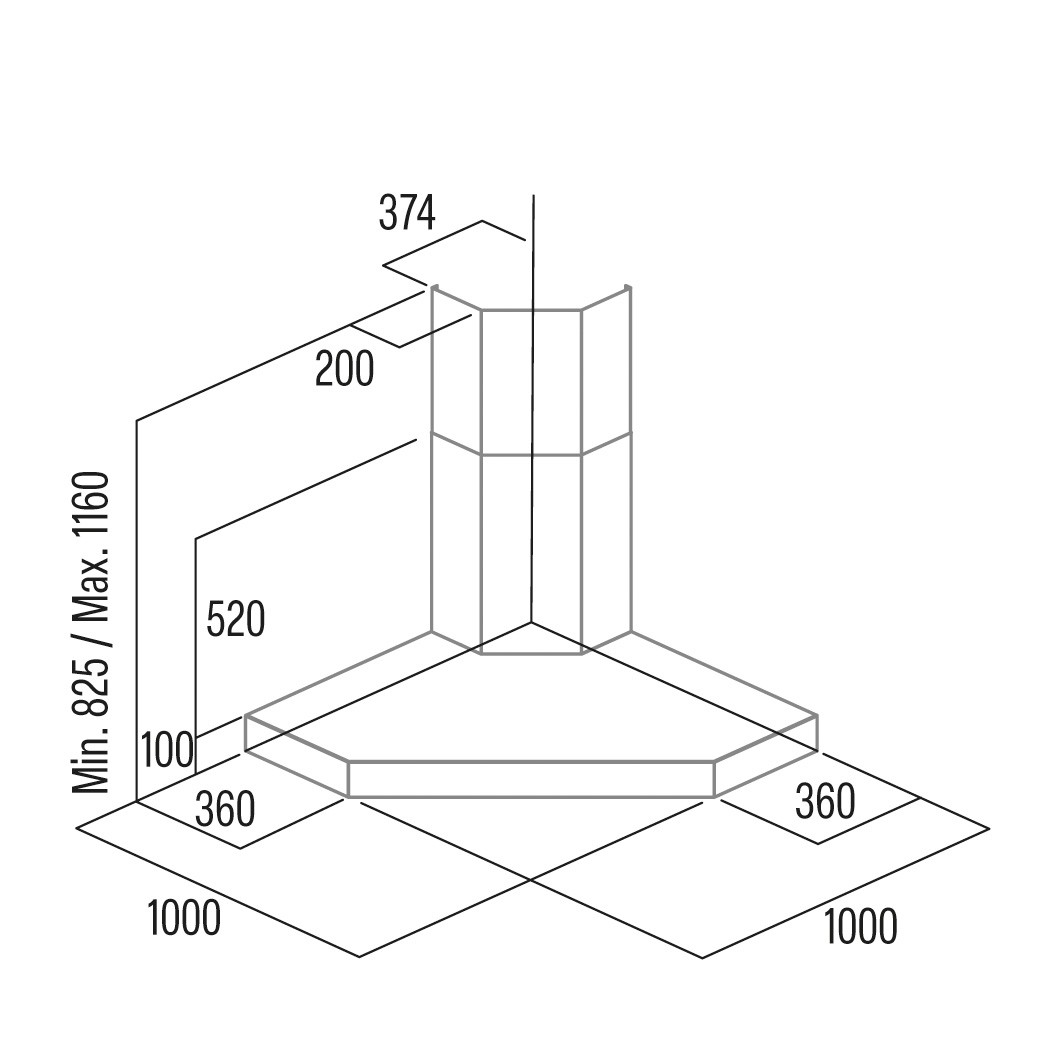 Cata Campana Angolo Box 1000 X /C Inox 100cm 800m³/h Clase A - Imagen 5