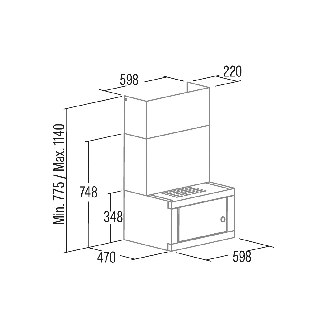 Cata Campana Decorativa Chorus XBK Microondas Integrado 60cm Inox 400m³/h Clase C - Imagen 2