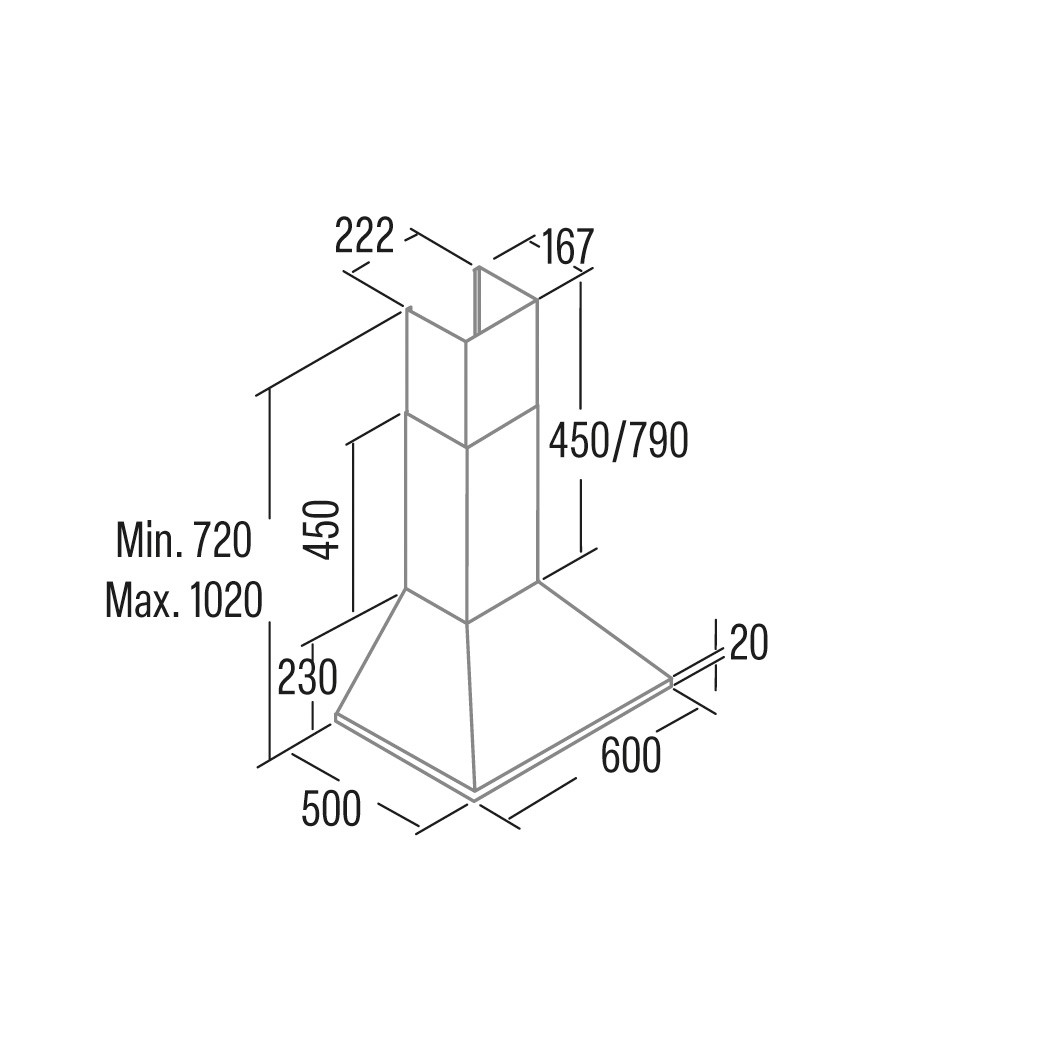 Cata Campana Decorativa Omega 600 WH 60cm 645 m³/h Blanco Clase C - Imagen 2
