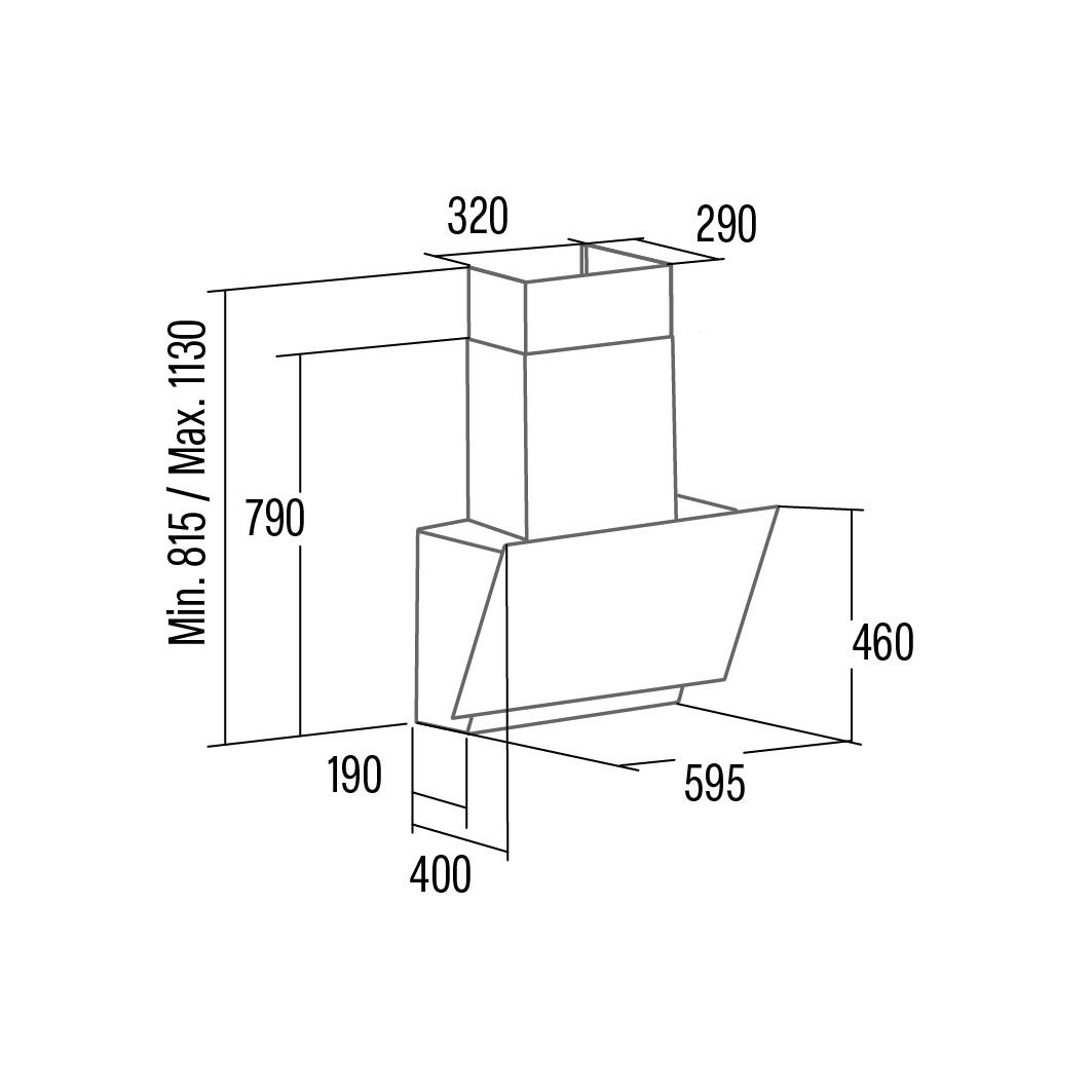 Cata Campana Decorativa Thalassa 600 GWH Angle Glass Inox 60 cm 811 m³/h Clase A - Imagen 2
