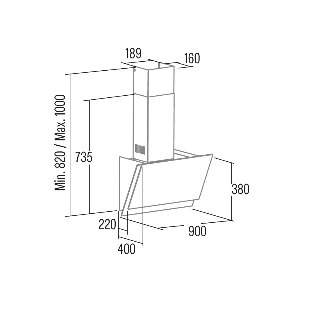 Cata Campana Juno+ 9000 GWH Cristal Blanco 90 cm 6 vel Turbo 562 m³/h A+ - Imagen 2