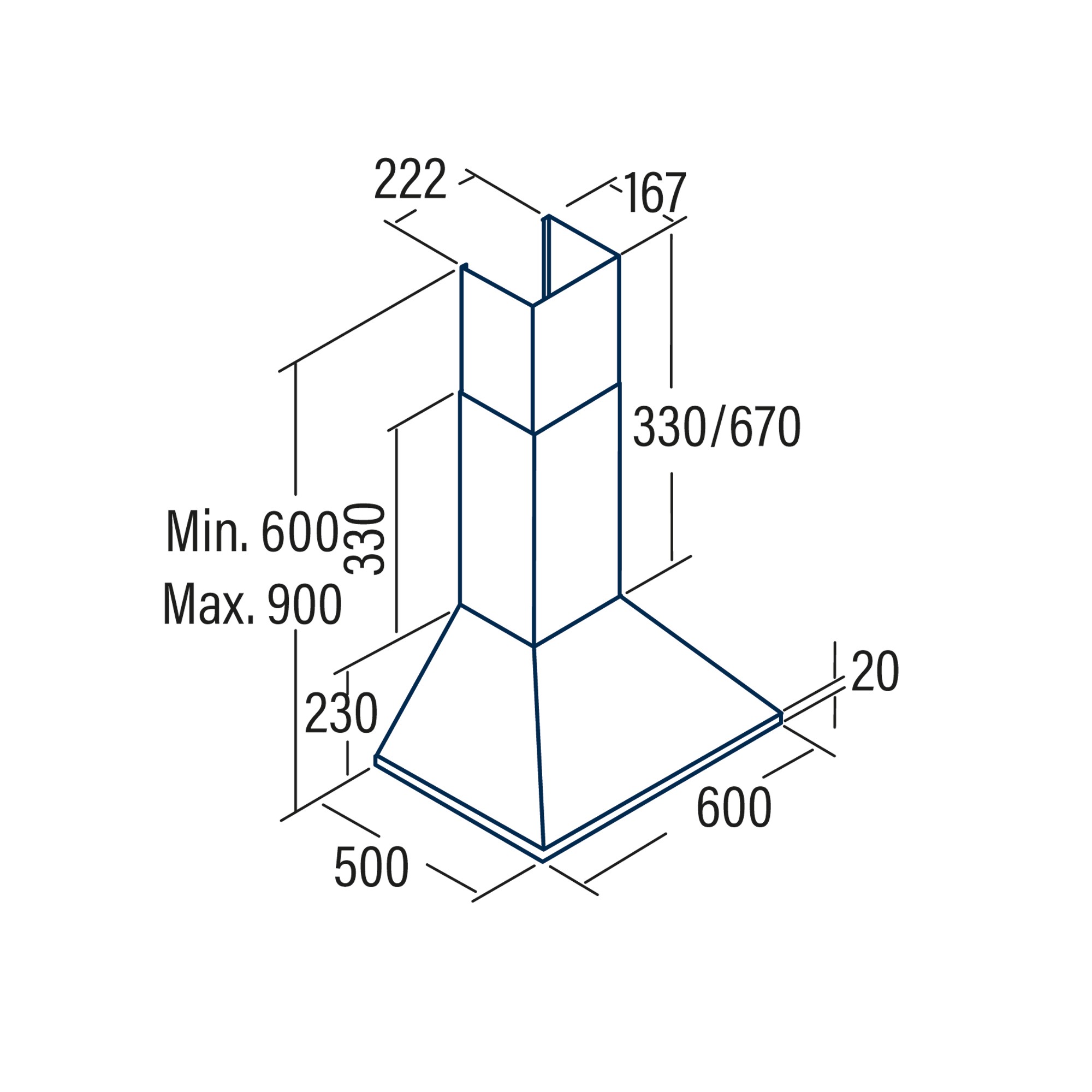 Cata Campana Omega II 600 X Inox 60cm 645 m³/h 3 Velocidades Clase C - Imagen 2