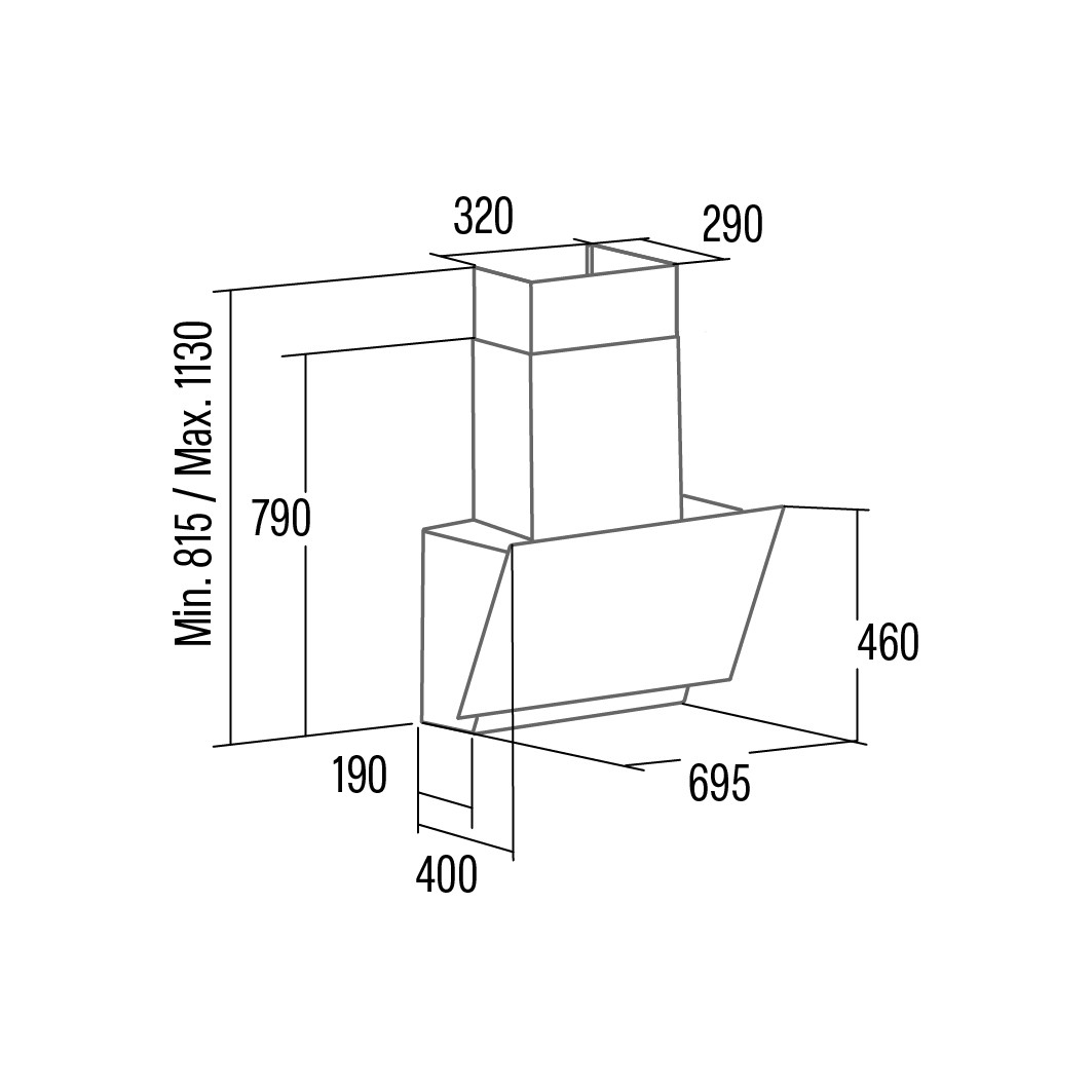 Cata Campana Thalassa 700 GWH Cristal Blanco 70cm 811m³/h Clase A - Imagen 2