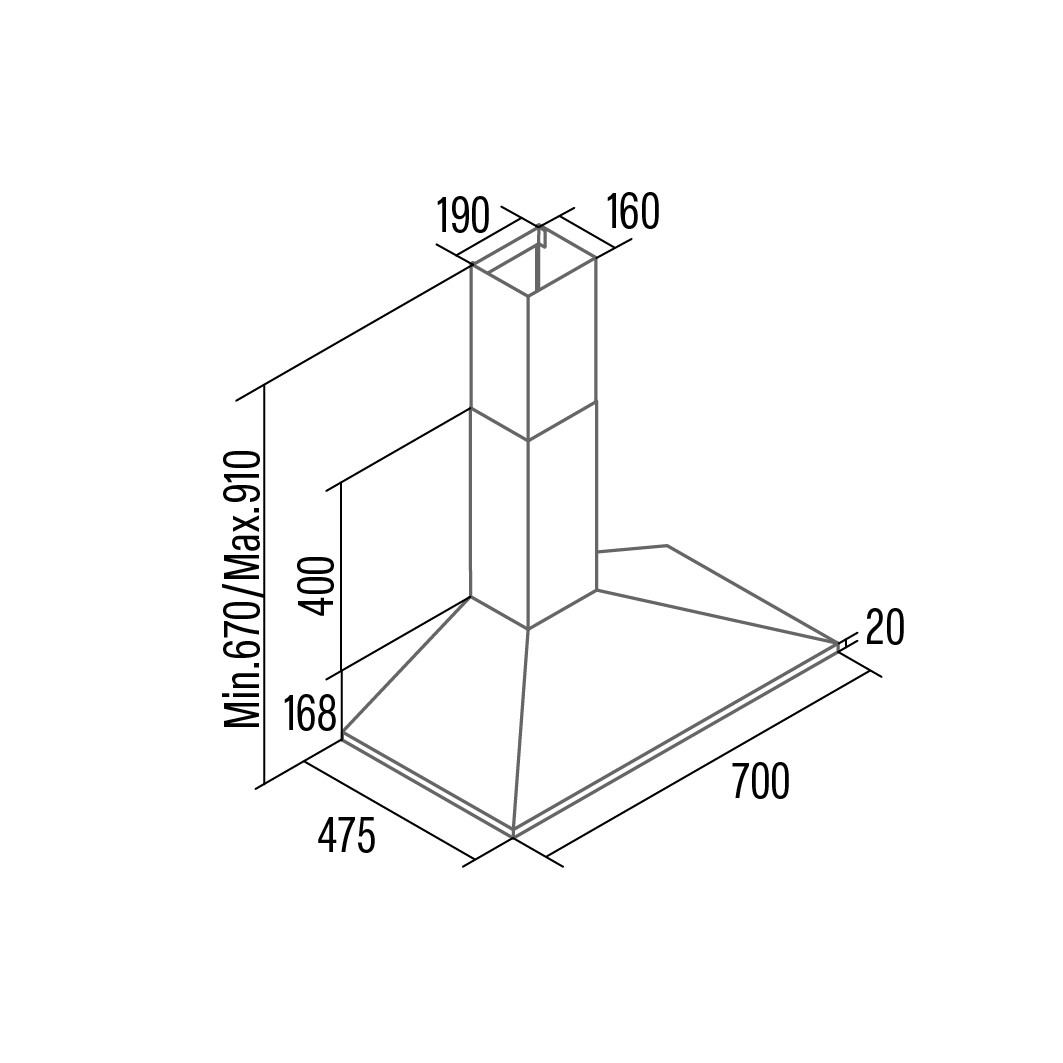 Cata Campana VK 7000 X Inox 70cm 3 Velocidades LED 480m³/h Clase C - Imagen 2
