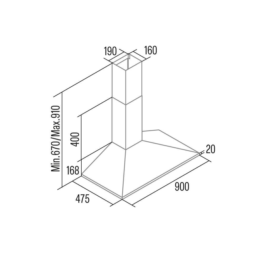 Cata Campana VK 9000 X Inox 90 cm 477 m³/h 3 Velocidades Clase A - Imagen 3