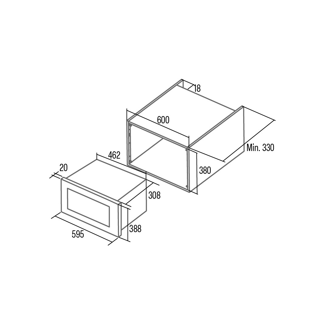 CATA Microondas Integrable MC 20 D BK 20L 800W Grill Acero Inoxidable - Imagen 2