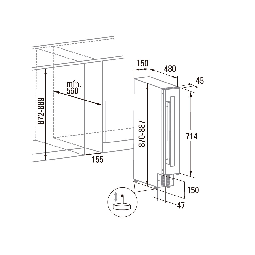 Cata Vinoteca VI 15107 X Integrable 20L LED Electrónico Inox Clase E - Imagen 2