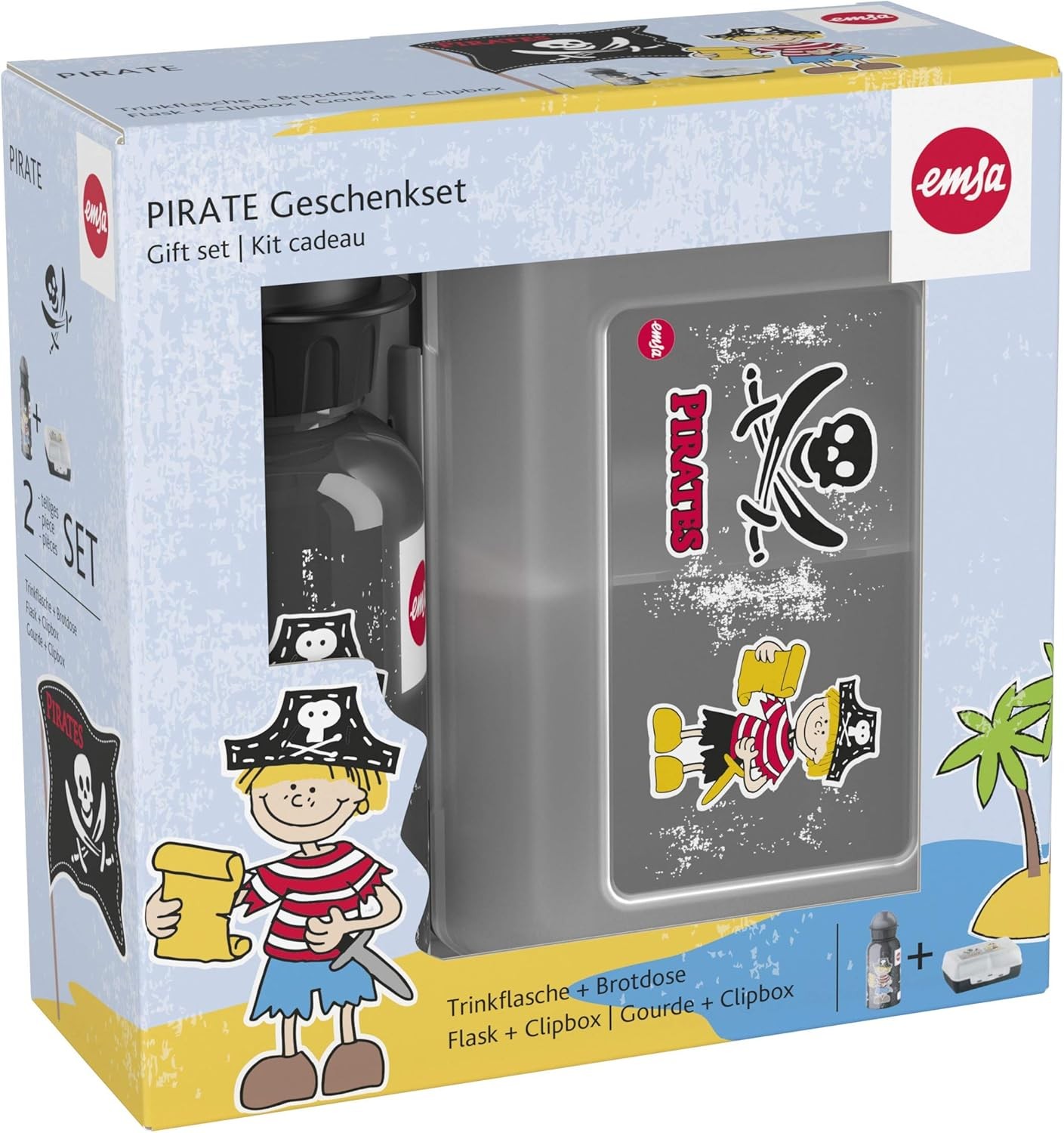 EMSA SET INFANTIL BOTELLA ALGUA + FIAMBRERA 518136 PIRATA - Imagen 2