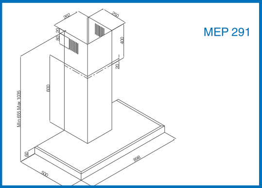 Meireles Campana Decorativa MEP291W 90cm Blanca 560m3/h Clase C - Imagen 2