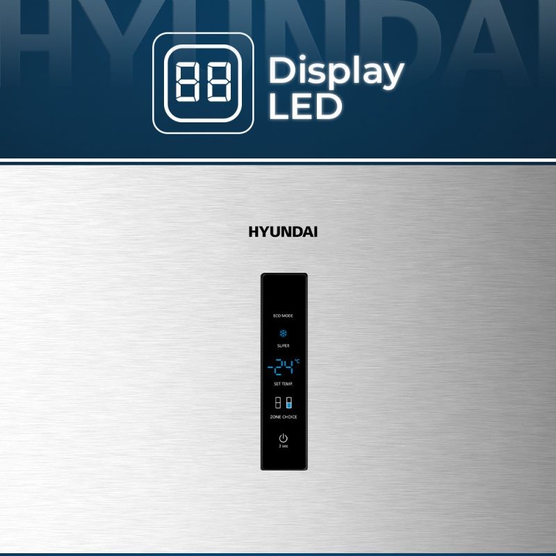 HYUNDAI FRIGO-COMBI HC-2700ENFIX 2,00x70cm INOX N.F. CLASE E - Imagen 3