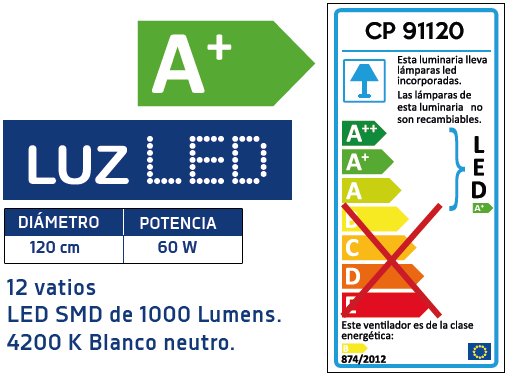ORBEGOZO VENTILADOR CP-91120 TECHO / A+ / CON LUZ LED - Imagen 2