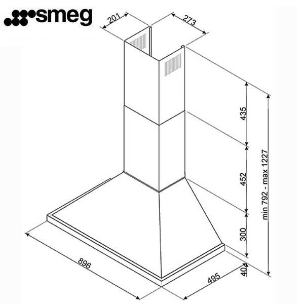 Smeg Campana Decorativa KPF9AN 90cm Antracita 815m3/h Clase A+ - Imagen 3