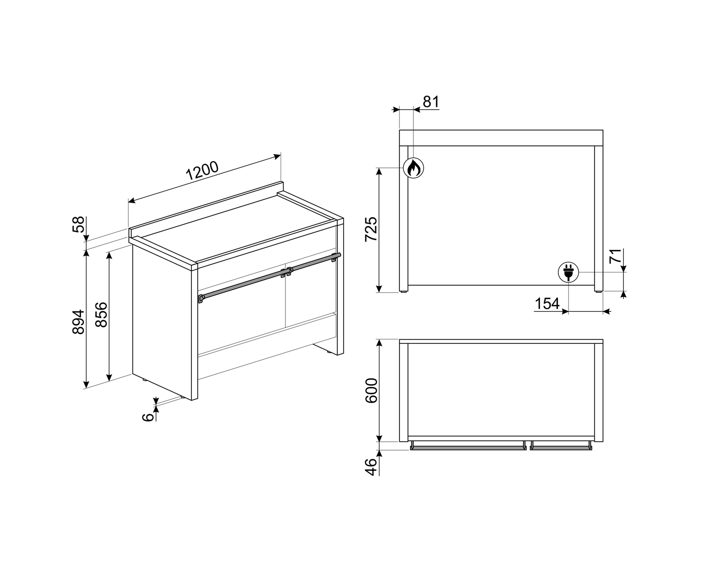 Smeg Cocina A3-81 Gas 120x60cm 6 Fuegos Acero Inoxidable 2 Hornos Eléctricos Clase A/B - Imagen 3