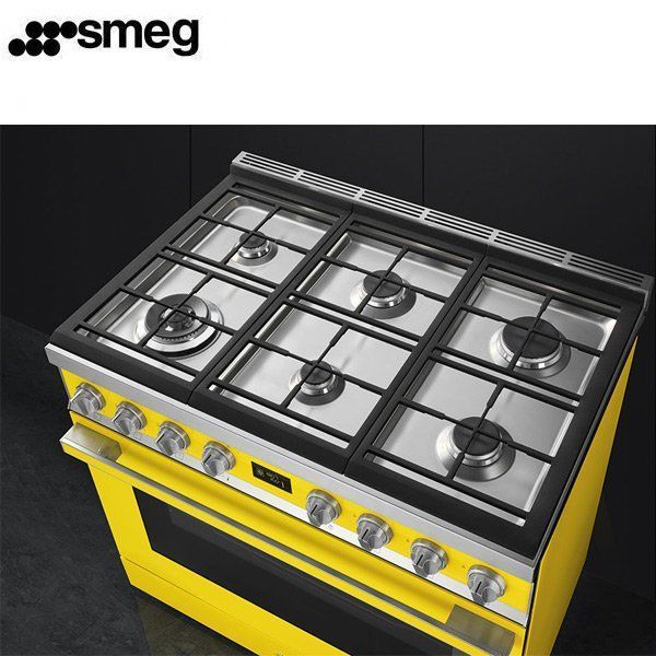 Smeg Cocina CPF9GMYW Gas Natural Amarillo 6 Fuegos Horno Eléctrico Pirolítico - Imagen 2