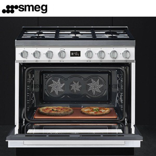Smeg Cocina CPF9GPWH Gas Natural Blanca 6 Fuegos Horno Eléctrico Pirolítico - Imagen 2