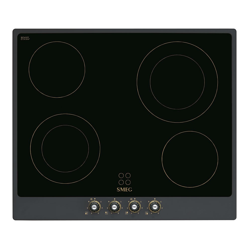 Smeg Encimera P864AO Cerámico Coloniale Antracita 60 cm 4 Zonas Mandos