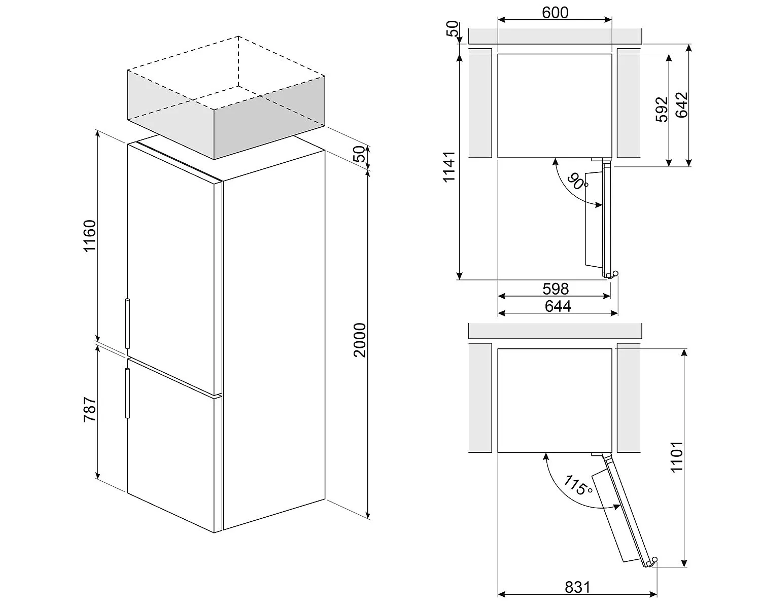 SMEG FRIGO-COMBI RC-20XDNC 2,00m/INOX/N.F./CLASE C - Imagen 2