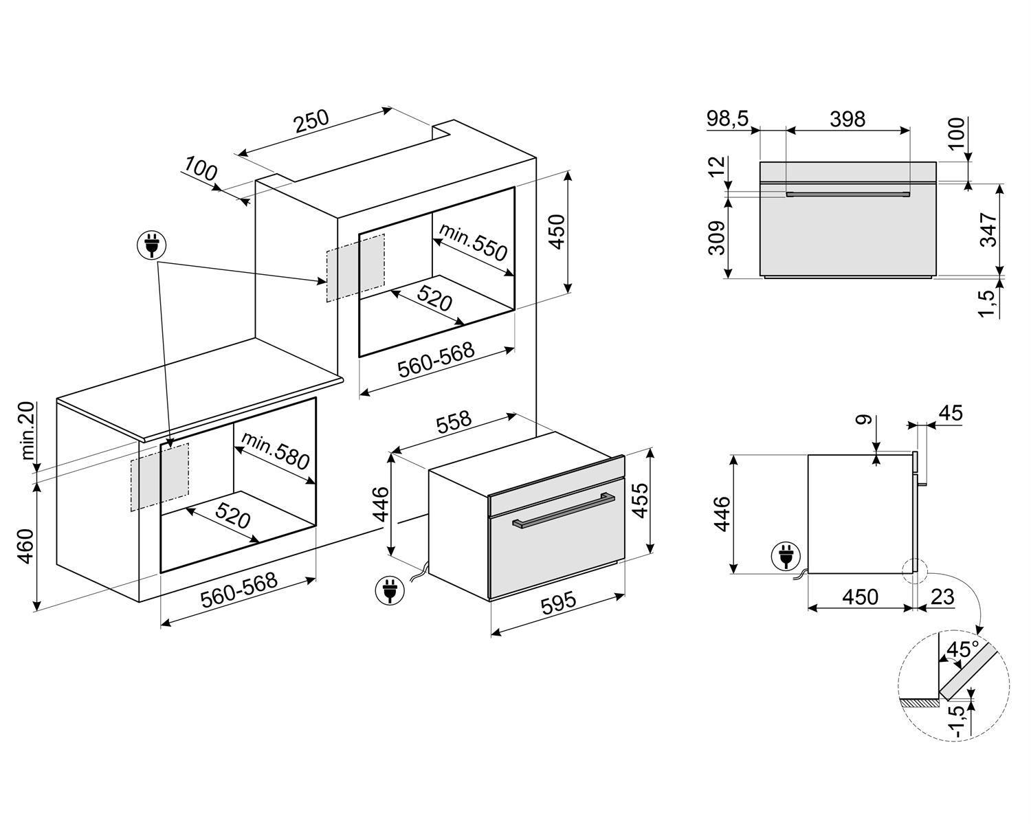 Smeg Horno Compacto SO4401M1X Combi Microondas Inox 45 cm 40 L Esmalte Ever Clean Clase A - Imagen 2