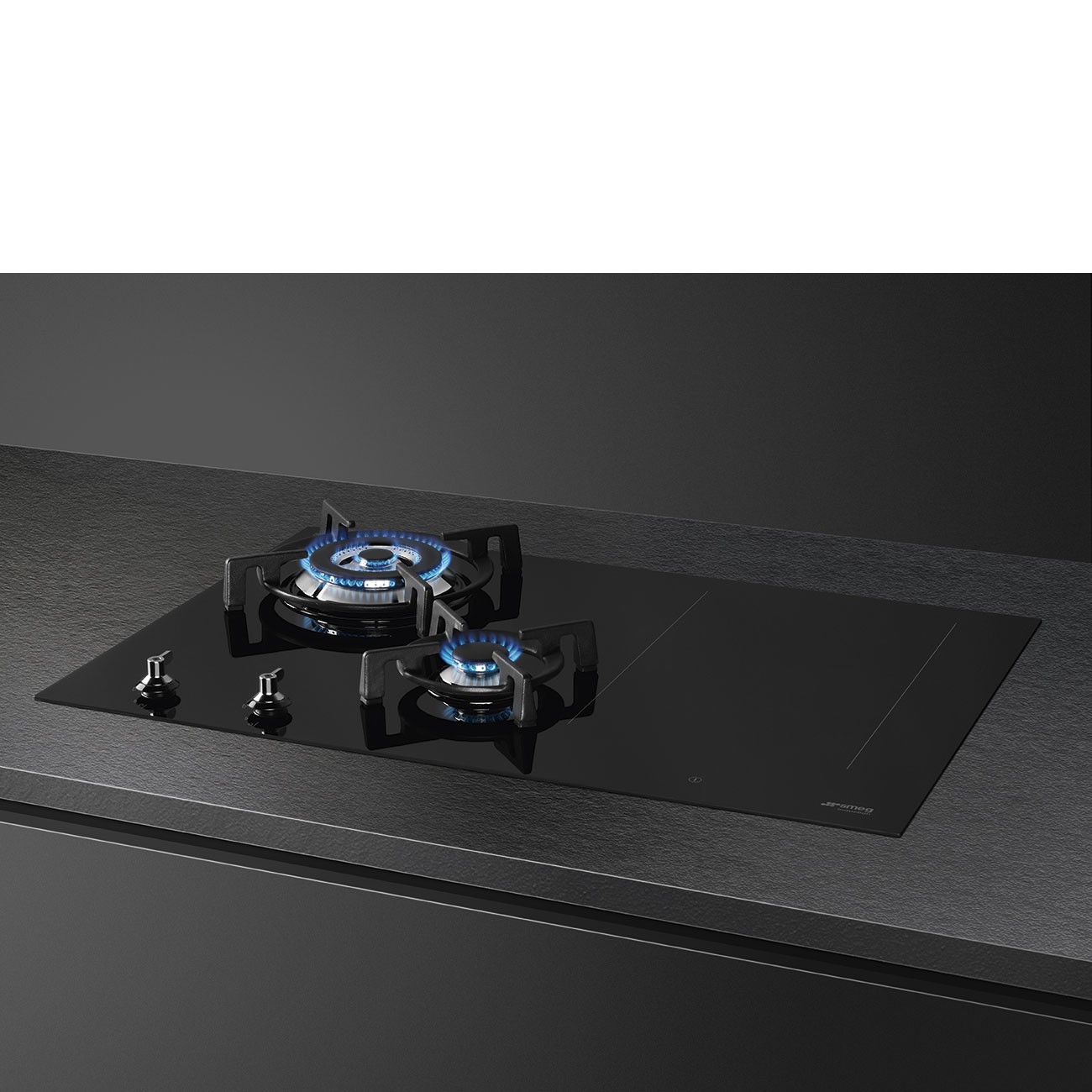 Smeg Placa de Cocina PM3743D Mixta Inox/Negro 75 cm MultiZone Clase A - Imagen 3