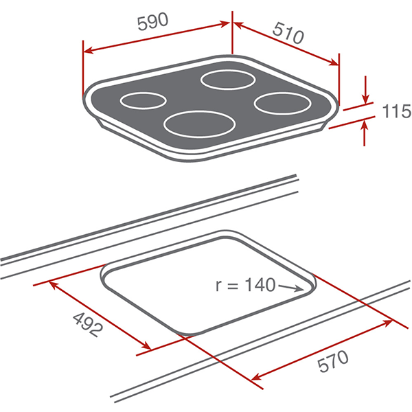 TEKA ENC. CRISTAL GAS CG.1 4G POLIVALENTE/BUTA.REF.10205083 - Imagen 2