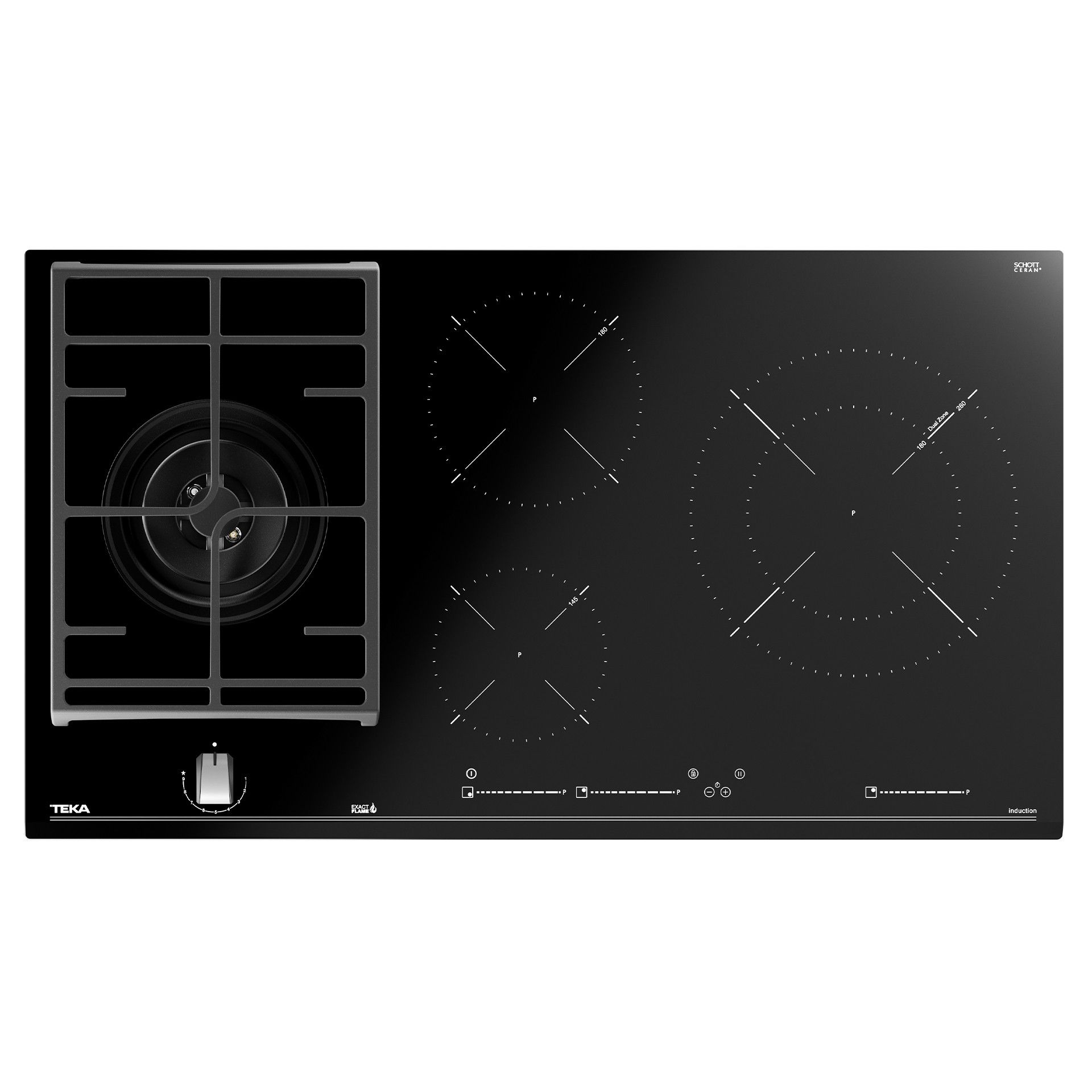 Teka Encimera Mixta Inducción JZC94313 3 Zonas 1 Fuegos Gas Natural 90cm Biselada - Imagen 2