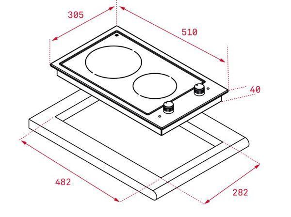 Teka Encimera Vitrocerámica EFX3012H 2 Zonas 30x51cm Marco Inox - Imagen 2