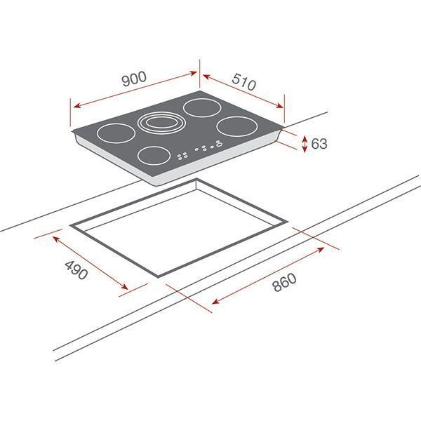 Teka Encimera Vitrocerámica TR951 5 Zonas 90cm Biselada - Imagen 2