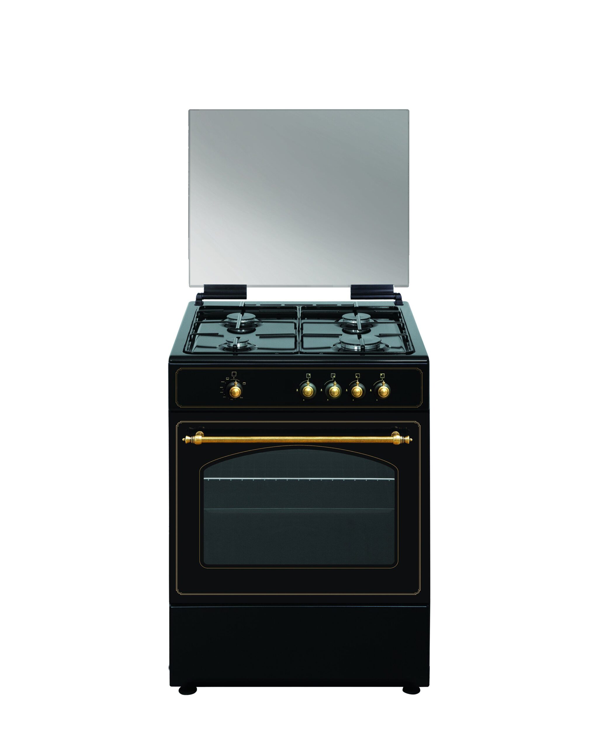 vitrokitchen-cocina-ru6060b-gas-butano-negra-rustica-4-fuegos-horno-gas-1-scaled