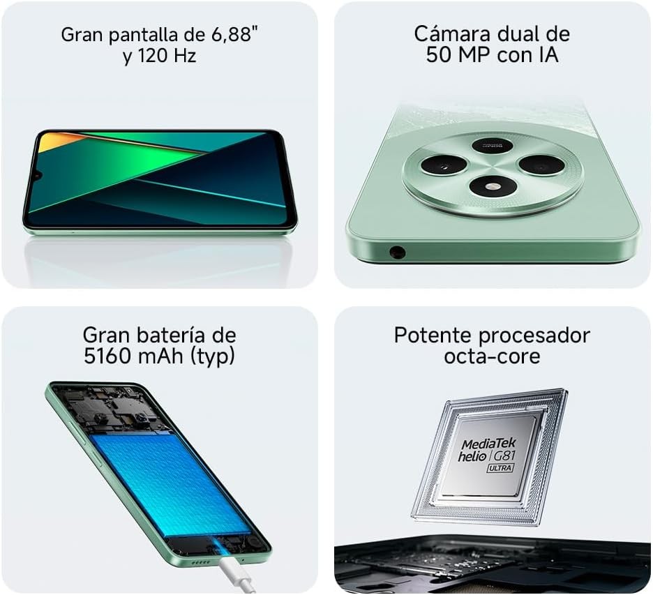 XIAOMI TELEFONO MOVIL POCO C75 6,88" 8+256Gb GREEN - Imagen 3